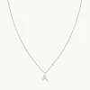 A Initial Pavé Pendant Necklace in Silver