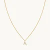 A Initial Pavé Pendant Necklace in Gold