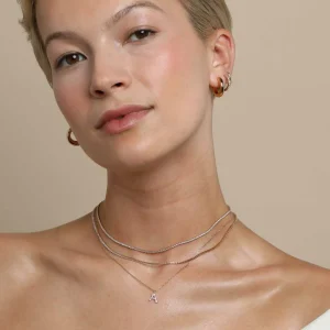 A Initial Pavé Pendant Necklace in Gold