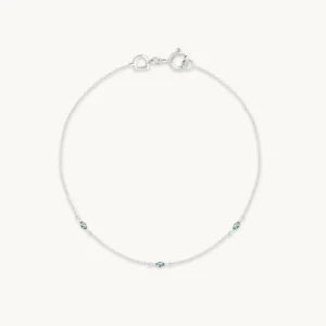 Alexandrite Charm Bracelet in Solid White Gold