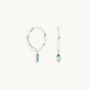 Alexandrite Charm Twist Huggies in Solid White Gold