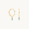 Alexandrite Charm Twist Huggies in Solid Gold