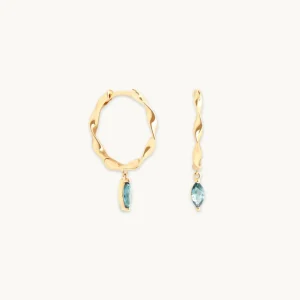 Alexandrite Charm Twist Huggies in Solid Gold