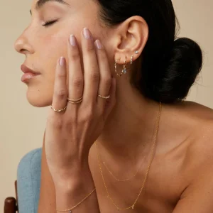 Alexandrite Charm Twist Huggies in Solid Gold