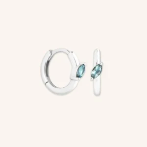 Alexandrite Marquise Huggies in Solid White Gold