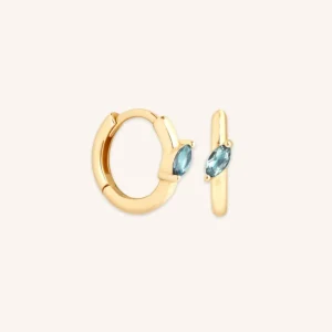 Alexandrite Marquise Huggies in Solid Gold