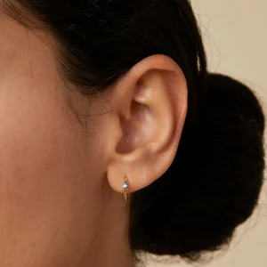 Alexandrite Marquise Huggies in Solid Gold