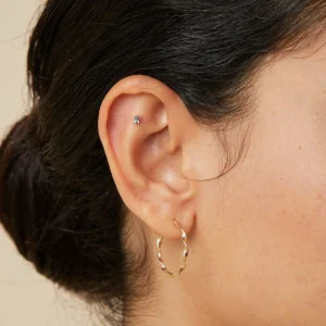 Alexandrite Pear Piercing Stud in Solid Gold