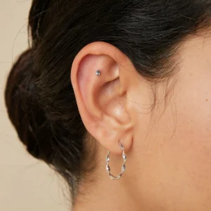 Alexandrite Pear Piercing Stud in Solid White Gold