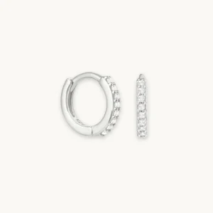 April Birthstone Huggies in Silver with Clear CZ