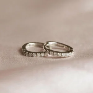 April Birthstone Huggies in Silver with Clear CZ