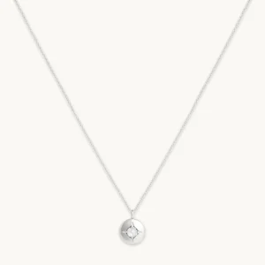 April White Topaz Birthstone Necklace in Solid White Gold