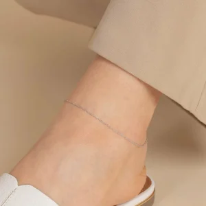 Astrid Chain Anklet in Solid White Gold