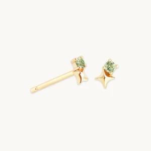 August Peridot Birthstone Earrings in Solid Gold
