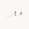 August Peridot Birthstone Earrings in Solid White Gold