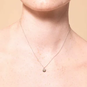 August Peridot Birthstone Necklace in Solid White Gold