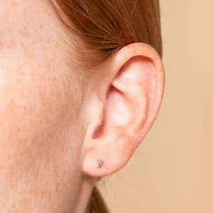 August Peridot Birthstone Earrings in Solid White Gold