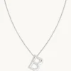 B Initial Bold Pendant Necklace in Silver