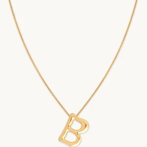 B Initial Bold Pendant Necklace in Gold