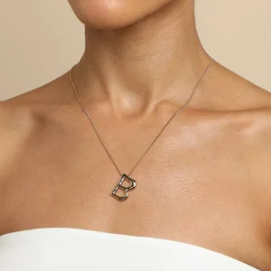 B Initial Bold Pendant Necklace in Gold