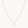 B Initial Pavé Pendant Necklace in Silver
