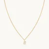 B Initial Pavé Pendant Necklace in Gold