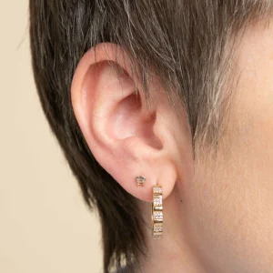 Baguette & Marquise Piercing Stud in Solid Gold