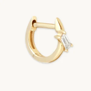Baguette Piercing Hoop in Solid Gold