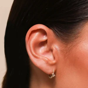 Baguette Piercing Hoop in Solid Gold