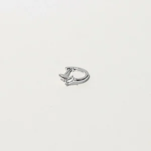 Baguette Piercing Hoop in Solid White Gold