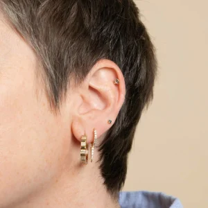 Blue Topaz Piercing Stud in Solid Gold
