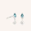 Blue Topaz Star Charm Studs in Silver