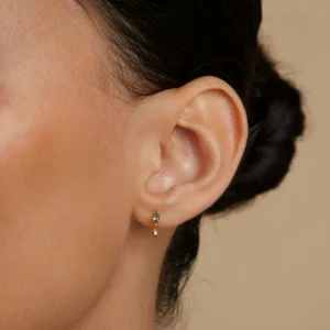 Blue Topaz Star Charm Studs in Gold