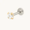 Bold Crystal Titanium Piercing Stud in Gold