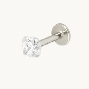 Bold Crystal Titanium Piercing Stud in Platinum
