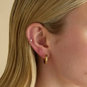 Bold Crystal Titanium Piercing Stud in Gold