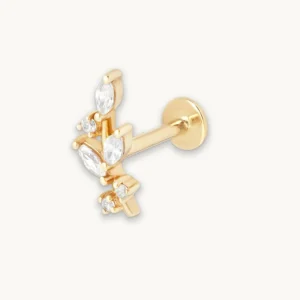Botanical Piercing Stud in Solid Gold