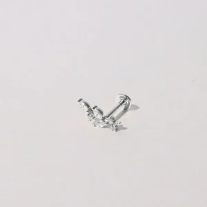 Botanical Piercing Stud in Solid White Gold