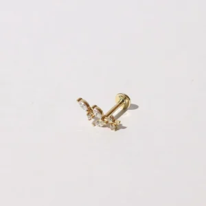 Botanical Piercing Stud in Solid Gold