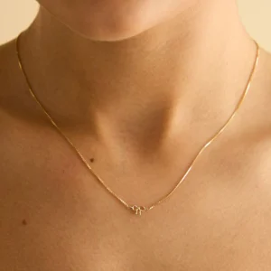Bow Charm Necklace in Solid Gold