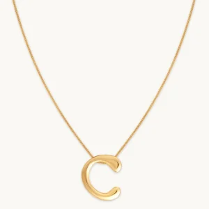 C Initial Bold Pendant Necklace in Gold