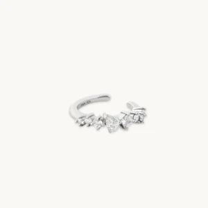 Celestial Crystal Ear Cuff in Silver