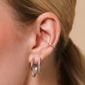 Celestial Crystal Ear Cuff in Silver