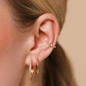 Celestial Crystal Ear Cuff in Gold