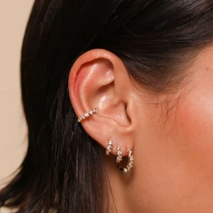 Celestial Crystal Ear Cuff in Gold