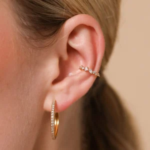 Celestial Crystal Ear Cuff in Gold