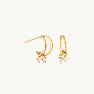 Celestial Crystal Huggies in Gold
