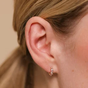 Celestial Crystal 6.5mm Hoop in Rose Gold