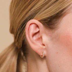 Celestial Crystal 6.5mm Hoop in Gold