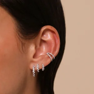 Celestial Crystal 8mm Hoop in Silver